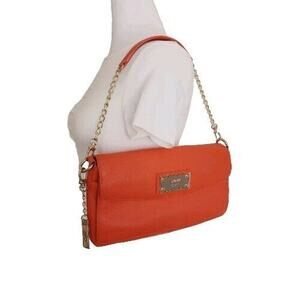 DKNY Women's Leather Shoulder Bag Handbag Purse Orange